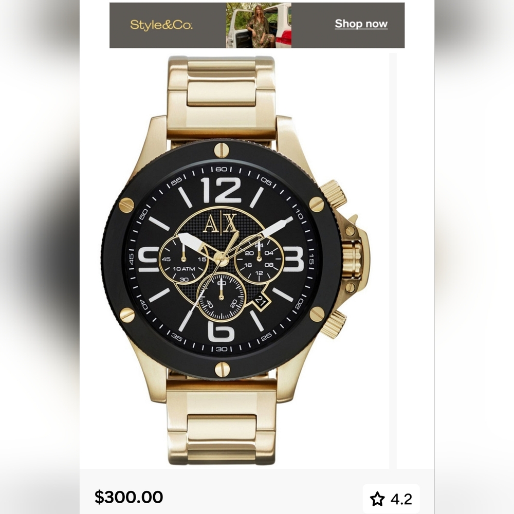 Armani Exchange Chronograph Gold-Tone Stainless Steel Watch